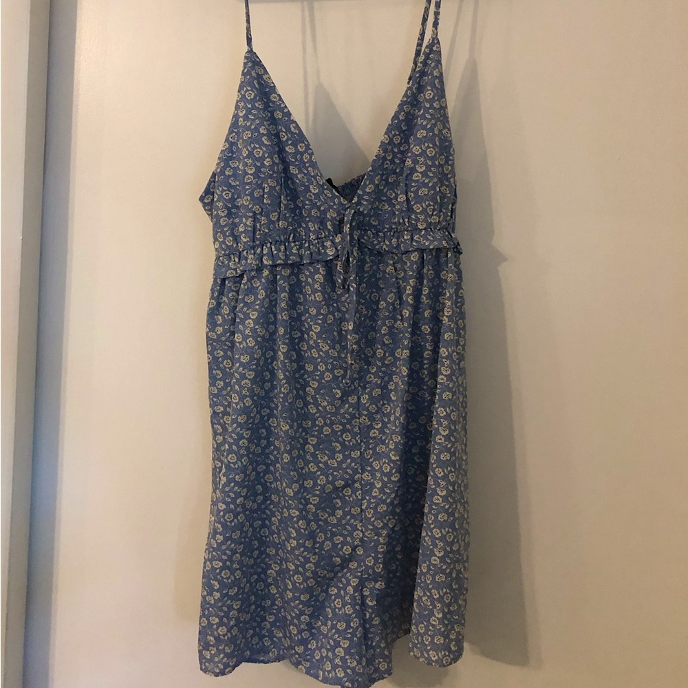 Floral print periwinkle romper